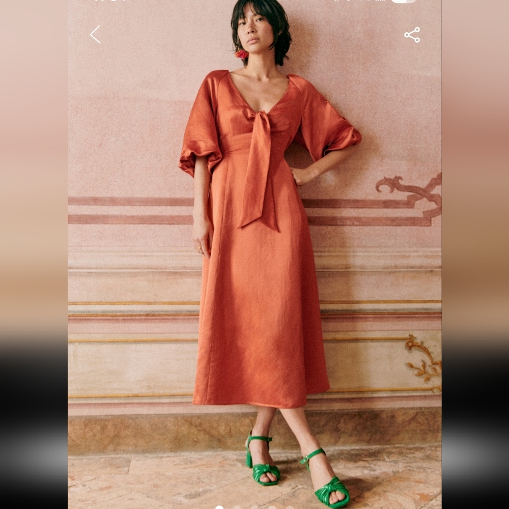 Sezane Alma Long Dress in Terracotta
